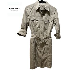 Burberry London Shirtdress Women’s Size 38 (6 US), Belted, Pockets, Khaki